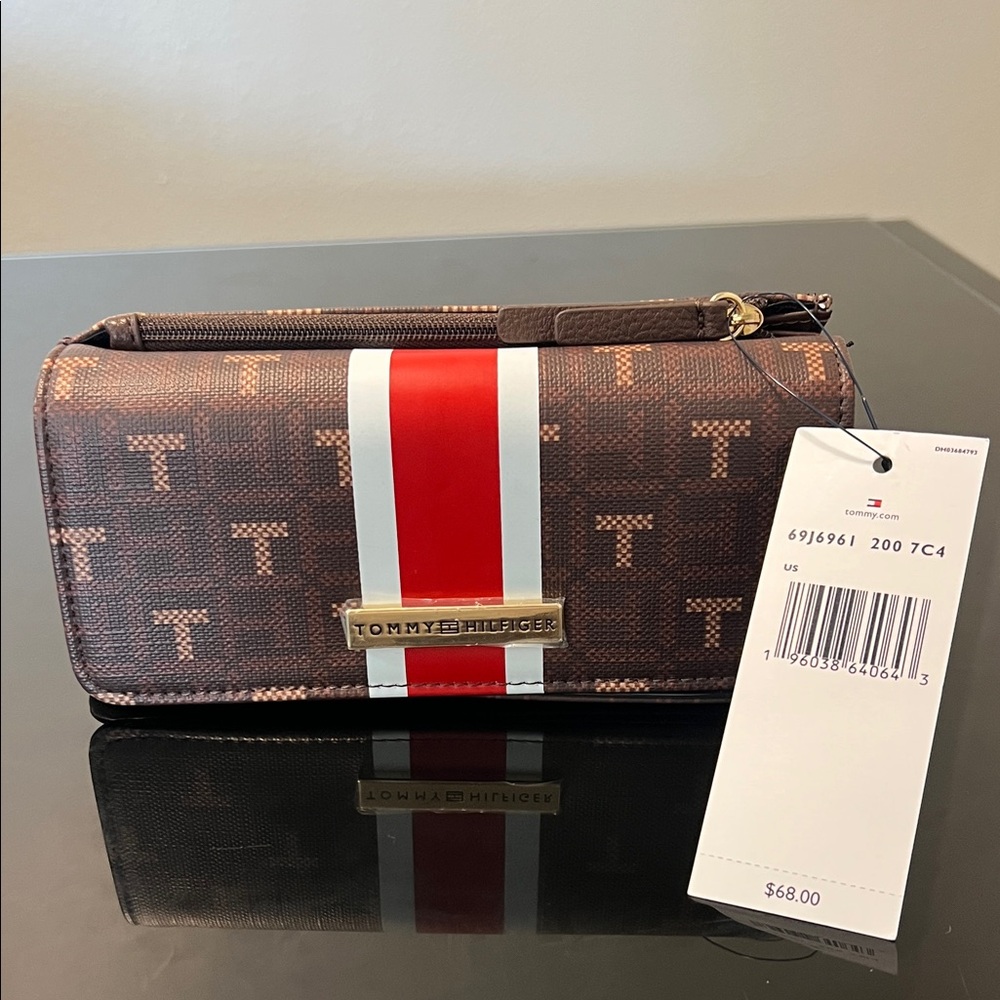 Tommy Hilfiger Brown Wallet with Red Stripe